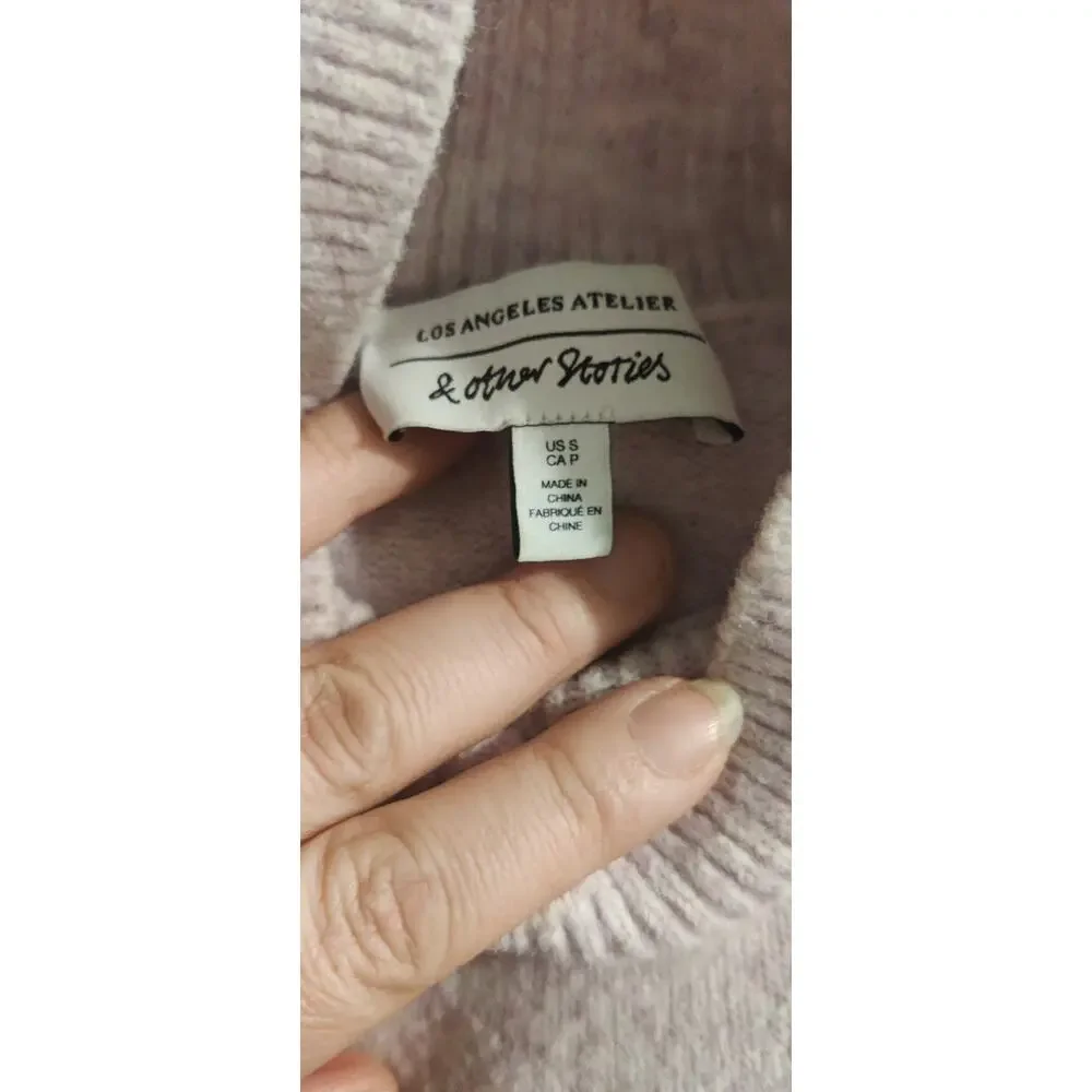 & Other Stories chunky wool blend sweater in pink melange cozy winter pastel